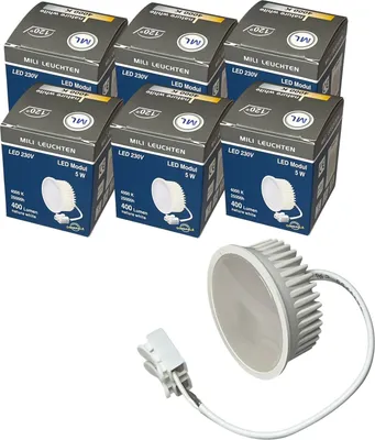Produktbild von LED Modul für Einbauspots Flach 5W ergibt 40W 400 Lumen 120° Abstrahlwinkel 3000K-4000K Set dimmbar19027