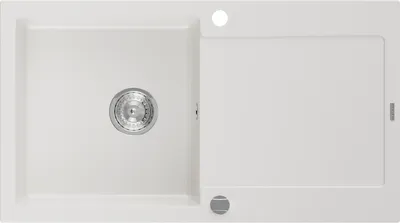 Zdjęcie produktu dla Mexen Leo zlewozmywak granitowy 1-komorowy z ociekaczem 900 x 500 mm, biały, syfon chrom - 6501901010-20