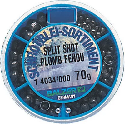 Produktbild von Balzer Bleischrot-Sortiment groß - Dose mit 120g Klemmbleien
