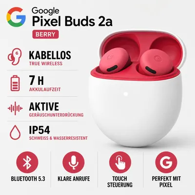 Obrázok produktu pre Google Pixel Buds 2a STRAWBERRY - Mikrofon - Rausch-Unterdrückung