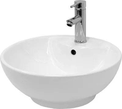 Zdjęcie produktu dla Umywalka LuxeBath Umywalka nablatowa okrągła, Ø 45,5x18,5 cm, biała, wykonana z ceramiki, w komplecie zestaw odpływowy z przelewem