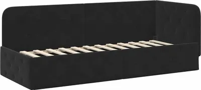 Image de vidaXL Cadre de lit d'angle noir 80 x 200 cm Velours