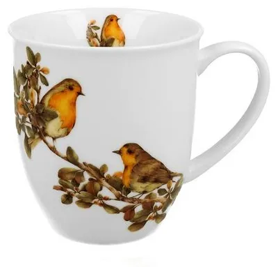 Produktbild von Becher, Tasse, Kaffeetasse, Vogelwelt, in einer Box, als Geschenk - Rotkehlchen 400 ml