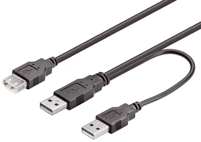 Produktbild von USB 2.0 Y-Verlängerung 2x Stecker A an Buchse A, schwarz, 0,3m, Good Connections®