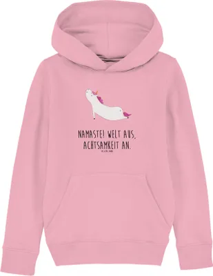 Produktbild von Mr. & Mrs. Panda Kinderpullover Einhorn Yoga 5-6 Jahre (110/116) - Baumwolle Pink - Geschenk, Unicorn, Sweatshirt, Einhörner, Hoodie, Sweater, Pullover, Pulli, Entspannung