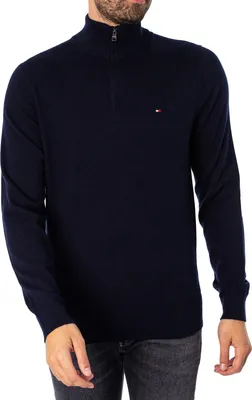 Produktbild von Tommy Hilfiger Pullover Stehkragen dunkelblau einfarbig Baumwolle