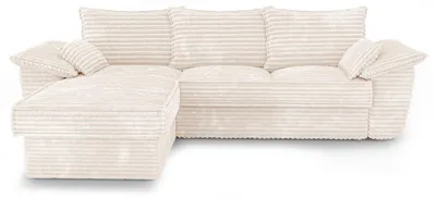 Produktbild von Linkseck-Schlafsofa SASHA XXL-Cord Creme 257cm