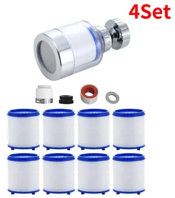 Produktbild von Wasserhahnfilter - Filtereinsätze für Wasserreiniger - 4er-Set - PP-Baumwollfilter - Für Küche und Bad - Reduziert Chlor und Schwermetalle