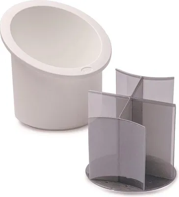 Image de Égouttoir pour ustensiles de cuisine blanc et gris, sans BPA