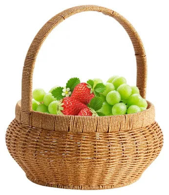 Imagen del producto de Cesta redonda de mimbre para uso decorativo