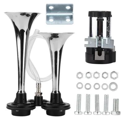 Produktbild von Doppelhorn-Kompressor, 12 V, 150 dB, Kupferspule, Ersatzteil für Autos, SUVs, Motorräder, Boote und Busse