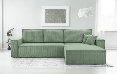Produktbild von AX LIVING Cord Couch L Form – Cedria Wohnlandschaft 287 cm Salbeigrün