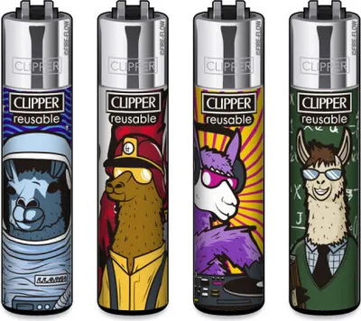 Produktbild von Clipper Reibradfeuerzeuge Llama Work, 4 Stück
