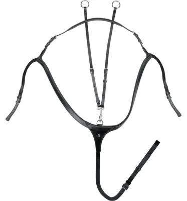 Immagine prodotto di Pettorale Waldhausen X-Line con redini ausiliarie a ponte lungo nero VB