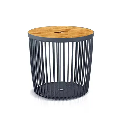 Produktbild von nabbi Universalkorb aus Kunststoff mit Bambusdeckel ICLU35T 35 l - Anthrazit