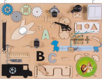 Produktbild von Aktivitätsbrett aus Holz, sensorisches Brett blau, motorisches Brett, Activity Board