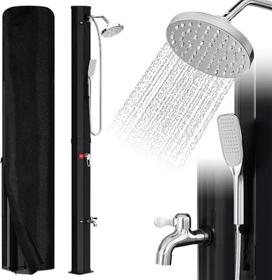 Immagine prodotto di Izrielar Doccia solare da esterno 35 L con copertura protettiva e doccetta, nera, per piscina e campeggio