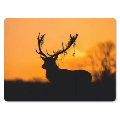 Produktbild von MuchoWow® Mauspad Mousepad Hirsch - Orange - Scherenschnitt - Tiere - Natur 23x19 cm - Mousepads - Maus Mat - Pad - Mausunterlage - Schreibtischunterlage - Mauspad