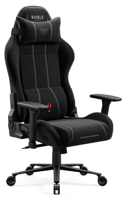 Zdjęcie produktu dla Fotel gamingowy Diablo Chairs X-One 2.0 z tapicerką materiałową, ergonomiczny fotel biurowy, fotel obrotowy, rozmiar standardowy, czarny