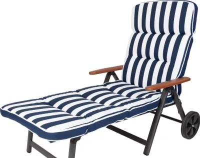 Produktbild von Auflage Rollliege Alicante 2155 extrabreit blau-weiß Blockstreifen 200x65x9 cm KETTtex Stegkissen