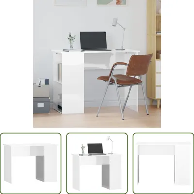 Produktbild von The Living Store Schreibtisch Hochglanz-Weiß 100x55x75 cm Holzwerkstoff