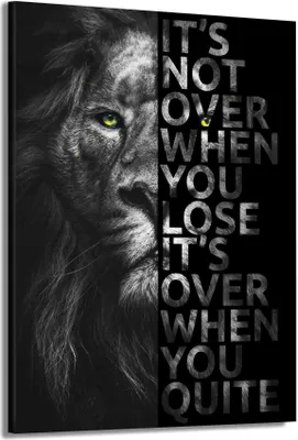Produktbild von Löwe Motivation It Is Not Over Leinwandbild Wandbild XL Deko Kunst: 120x160x4cm