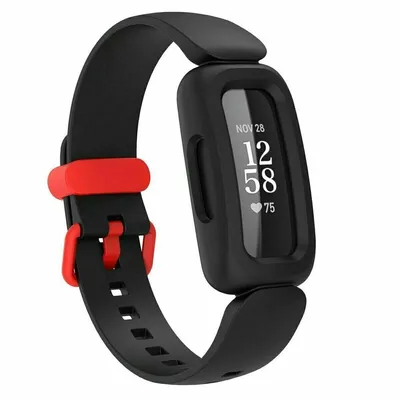 Produktbild von Silikon-Smartwatch-Armband – Passend für Fitbit Ace 3 – Für Kinder – Schwarz/Rot – Strap-it Uhrenarmband / Armband