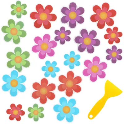 Image de 20 autocollants pour baignoire à motifs floraux, autocollants antidérapants pour douche, autocollants pour baignoire et douche, autocollants antidérapants pour salle de bain