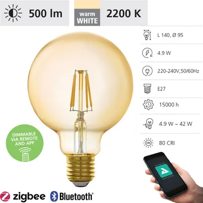 Produktbild von EGLO 12224, 4,9 W, 42 W, E27, 500 lm, 20000 h, Warmweiß