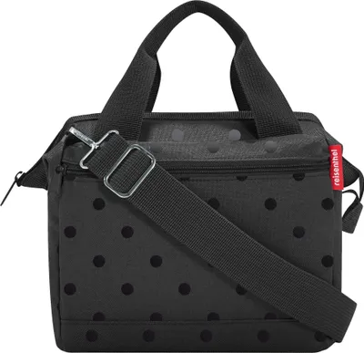 Produktbild von reisenthel Allrounder Cross Tasche, Schwarz glänzende Punkte, wasserabweisendes Polyester, B 22x T 13x H 24cm, abnehmbarer verstellbarer Schultergurt, gepolsterte Tragegriffe, Reißverschluss-Hauptfach mit Metallbügel, viele Innen- & Außenfächer, kompakt, langlebig, pflegeleicht, Alltag Freizeit Reisen Handgepäck