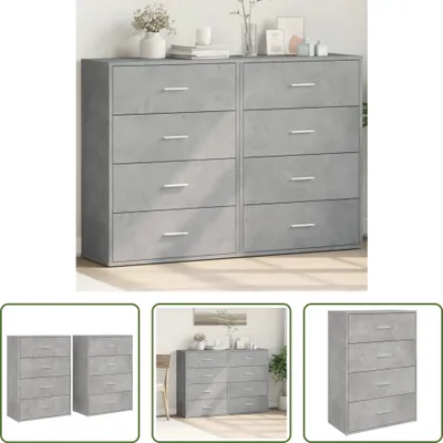 Produktbild von The Living Store Sideboards 2 Stk. Betongrau 60x31x84 cm Holzwerkstoff