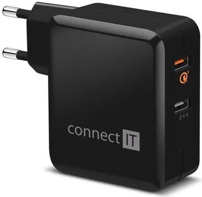 Immagine prodotto di CONNECT IT QUICK CHARGE 3.0 adattatore di ricarica 2x USB (3,4 A), QC 3.0, nero