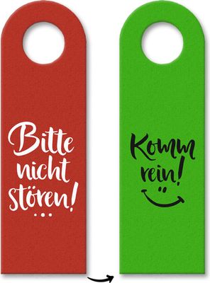 Nicht stören oder Komm rein Türhänger mit lachendem Gesicht in Rot-Grün Zimmer