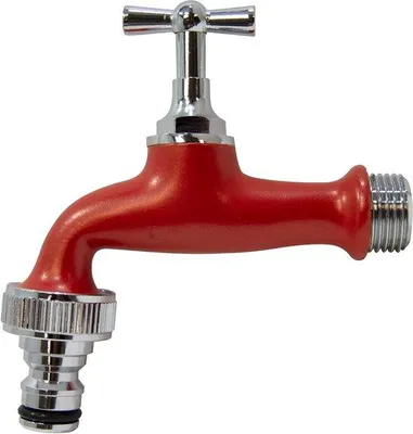 Image de Robinet de jardin ½ pouce rouge - Raccord automatique pour tuyau - Robinets de couleur