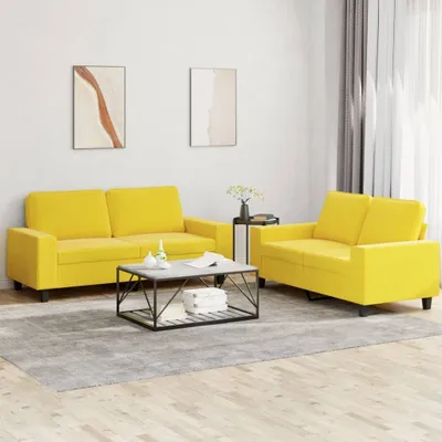 Produktbild von Cloris DesignMöbel 2-tlg. Sofagarnitur Hellgelb Stoff , Schlafsofas 2024 Neu