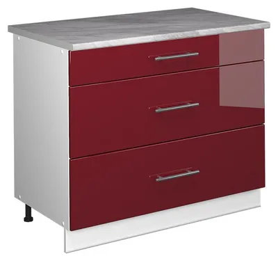 Zdjęcie produktu dla Szafka dolna Vicco Fame-Line Bordowy wysoki połysk/Biały 100 cm, BP Marmur, Model 61999