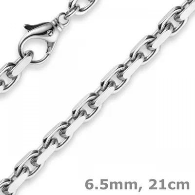 Produktbild von 6,5mm Armband Armkette Ankerkette aus 585 Gold Weißgold, 21cm, massiv
