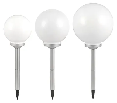 Produktbild von 3er Set LED Solar Kugelleuchten weiß, Erdspieß