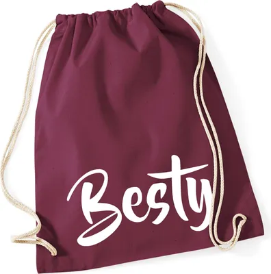 Produktbild von Huuraa Turnbeutel Besty Bestie 12 Liter Burgundy Baumwolle Rucksack Geschenkidee