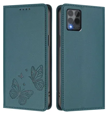Image de Étui en cuir pour T-Mobile REVVL 6 Pro, motif papillon, étui portefeuille à rabat avec support, vert