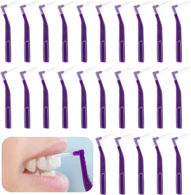Image de Brosses interdentaires 25 pièces Lila 1 mm Forme L Nettoyage des dents Soins buccaux
