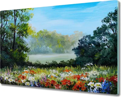 Produktbild von Coloray Hackbrett Küchenbrett Kochplattenabdeckung Schneidebrett Herdabdeckplatte 80x52 cm - Baum Blumen