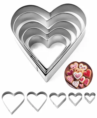 Herz-Ausstechformen 5er-Set, Edelstahl, verschiedene Größen