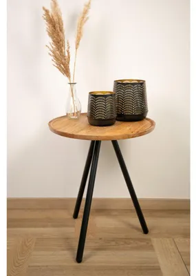 Produktbild von Beistelltisch aus Mangoholz 44,5cm Couchtisch Kaffeetisch Sofatisch Holztisch Beistellmöbel Ablagetisch Wohnzimmertisch Serviertisch Dekotisch Nebentisch Tisch