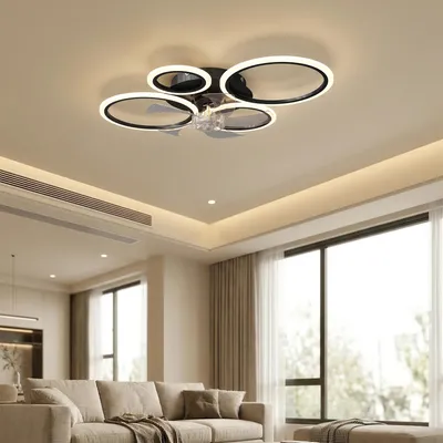 Produktbild von HOMCOM LED Deckenleuchte mit Ventilator, Leise DC Motor, 6 Geschwindigkeiten
