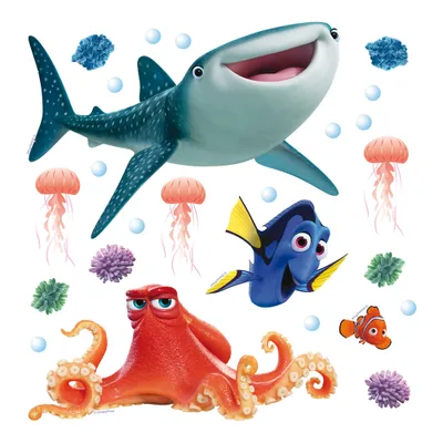 Immagine prodotto di Tatuaggio da parete Disney Finding Dory blu, arancione e giallo - 600226 - 30 x 30 cm