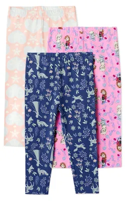 Zdjęcie produktu dla Legginsy dla dziewczynek Disney, zestaw 3 sztuk, motyw "Kraina Lodu", rozmiar 9-10 lat