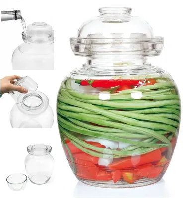 Produktbild von 5L  Kimchi -Glas Gärglas Fermentieren Topf Gemüse Glastopf Glasgefäße Gärung Fermentationsglas Gärender Gärtopf für Kefir, Sauerkraut Gurken