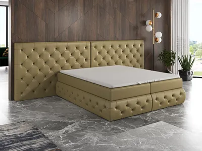 Produktbild von Boxspringbett ODEN 160x200 mit 2 Bettkästen, Bonell-Matratze und Topper. Möbel vom Hersteller- Handarbeit! Bett Komplett-Set mit Matratze, Bettkasten & Kopfteil. Modern und robust.