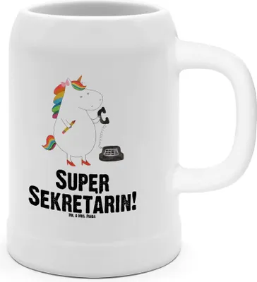 Produktbild von Mr. & Mrs. Panda Krug Einhorn Sekretärin - Weiß - Geschenk, Steinkrug, Unicorn, Einhörner, Humpen, Steinbierkrug, Deko, Bierhumpen, Seidel, Steuerkanzlei, Büro
